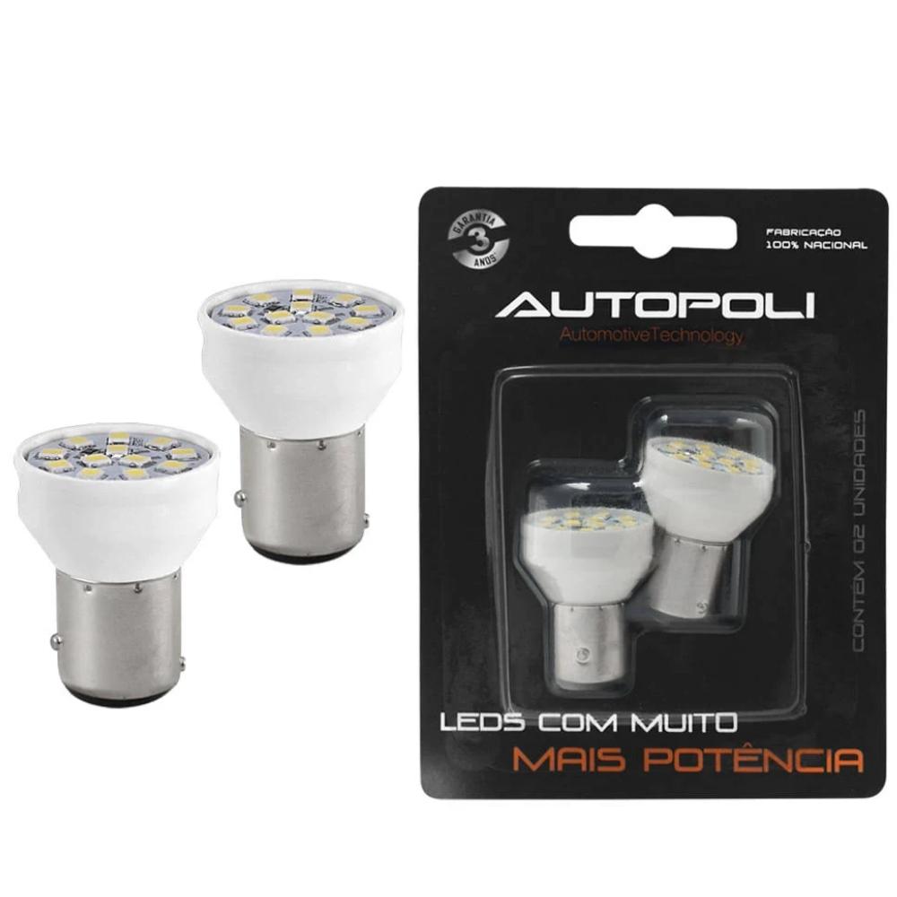 LÂMPADA LED 2 POLOS 1034 12V 12 LEDS 35W 420LUMENS - AUTOPOLI - AP1293