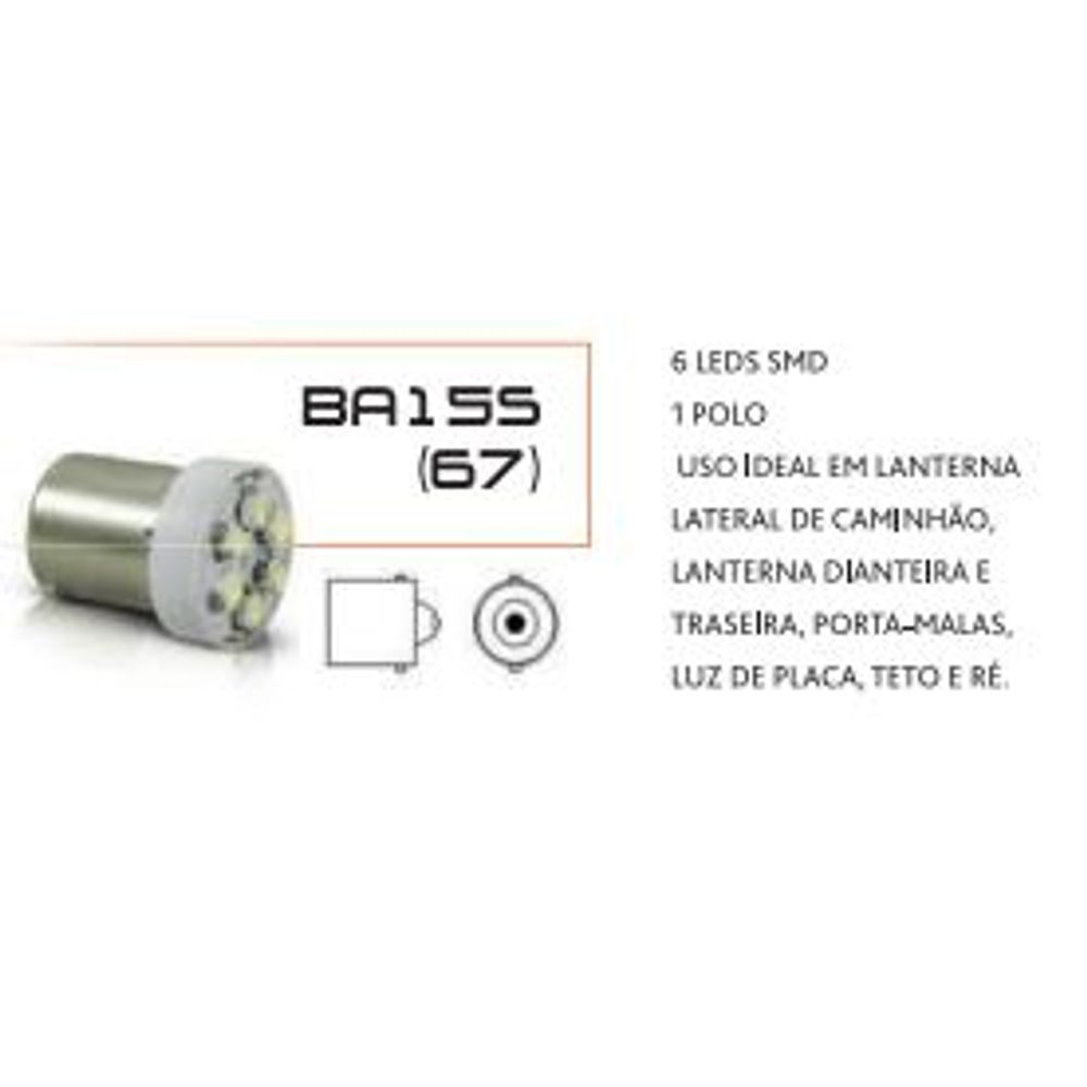 LÂMPADA LED 0067 AZUL 12V 18W 216 LUMENS - AUTOPOLI - AP1322