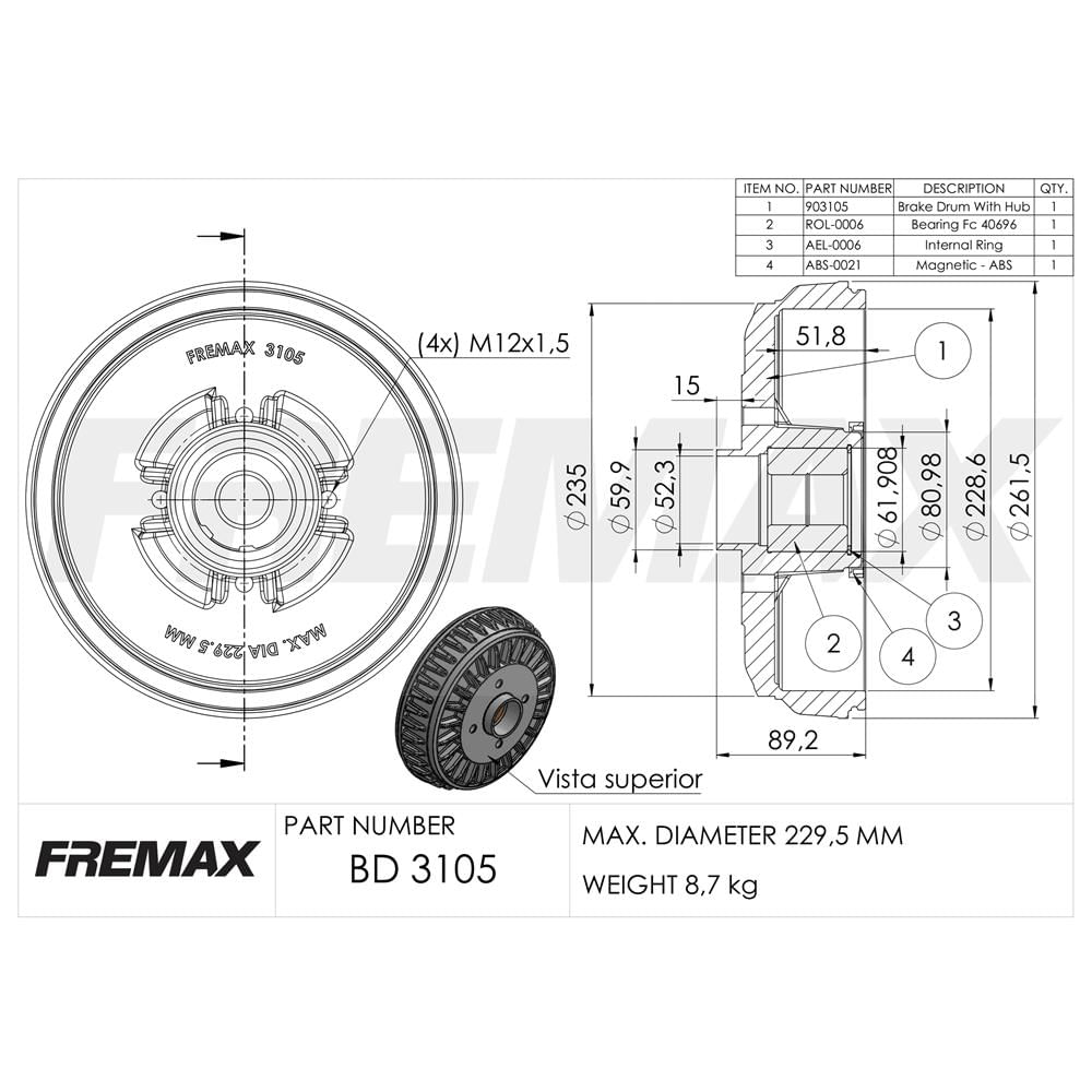 DISCO DE FREIO DIANTEIRO - BD4137 - FREMAX