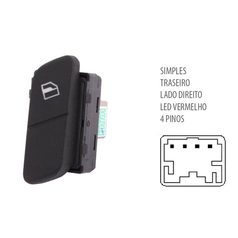 INTERRUPTOR VIDRO TRASEIRO LE - DIRETEC - DTC2134