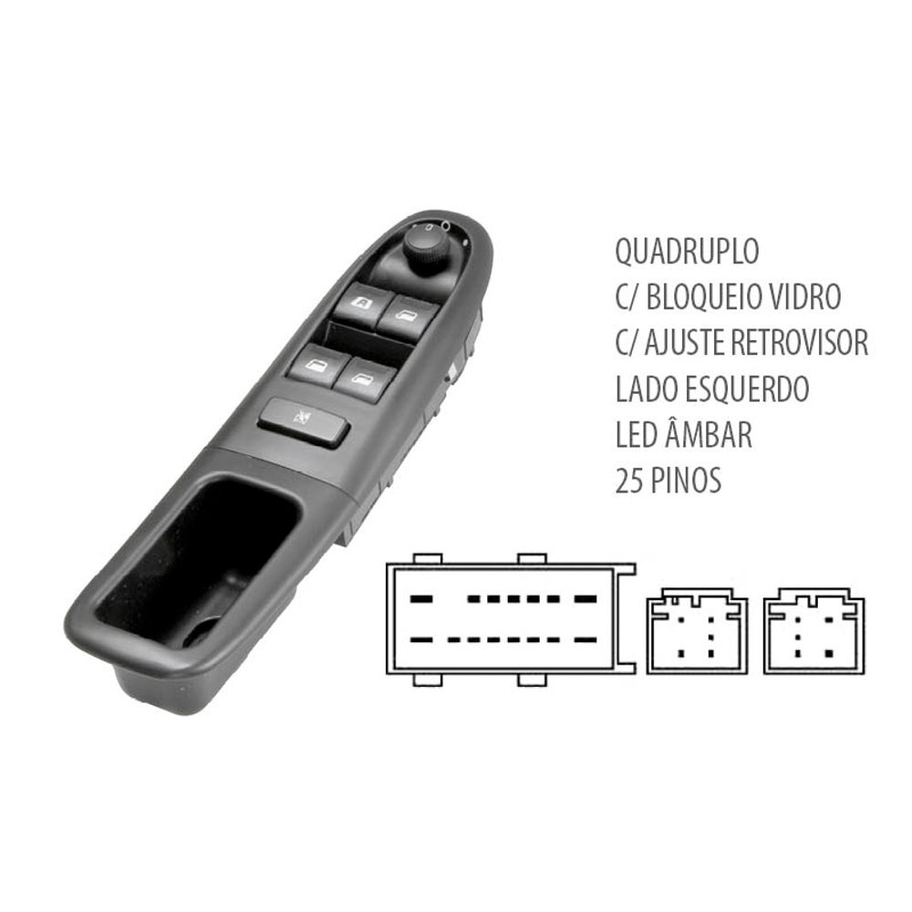 INTERRUPTOR VIDRO QUADRUPLO LE - DIRETEC - DTC2184