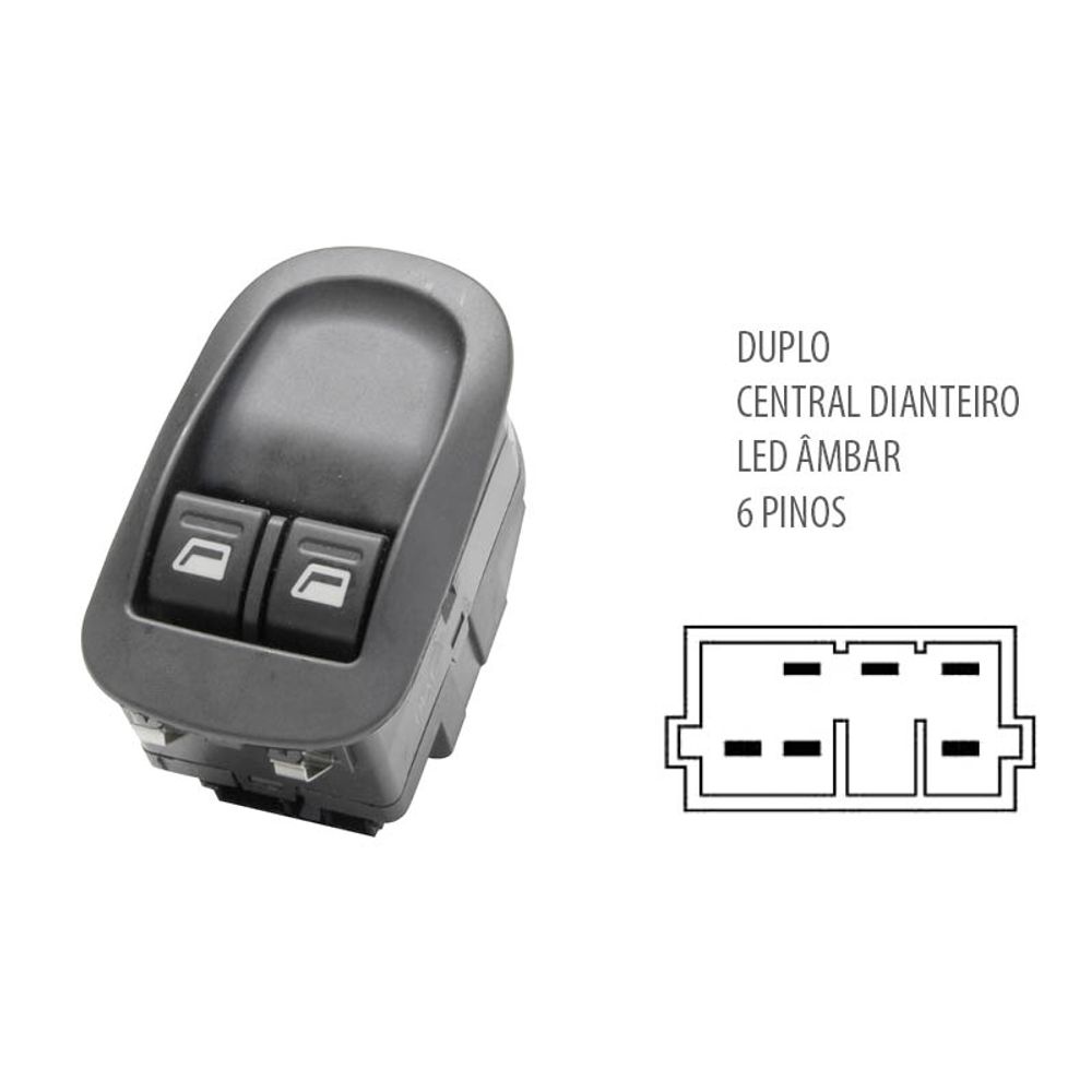 INTERRUPTOR VIDRO COM COMANDO RETROVISOR DUPLO - DIRETEC - DTC2186