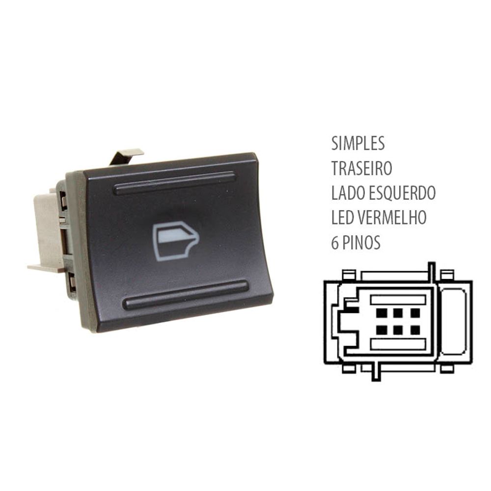 INTERRUPTOR VIDRO TRASEIRO LE - DIRETEC - DTC2259