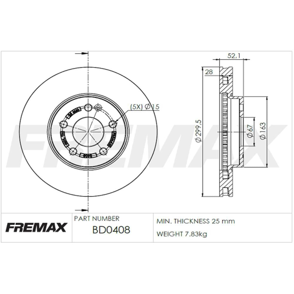 DISCO DE FREIO DIANTEIRO - FREMAX - BD0408