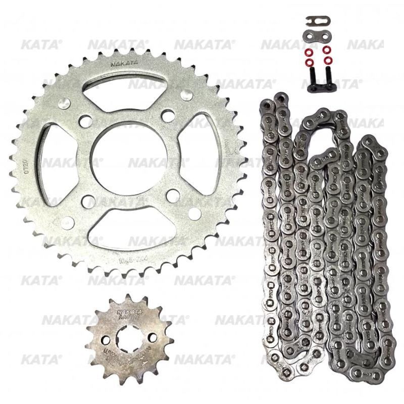 KIT COROA PINHÃO E CORRENTE MOTOCICLETA - NAKATA - TM10185