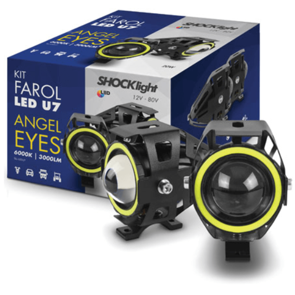 KIT FAROL MILHA LED U7 UNIVERSAL - SHOCKLIGHT - SLLLEDU7